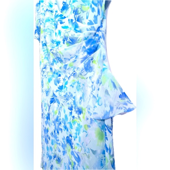 DRESS BARN Blue Floral Chiffon dress with underskirt, size 18, EUC - Picture 6 of 11